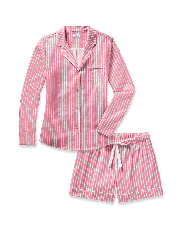 Women's Twill Long Sleeve Short Set in Love Lines