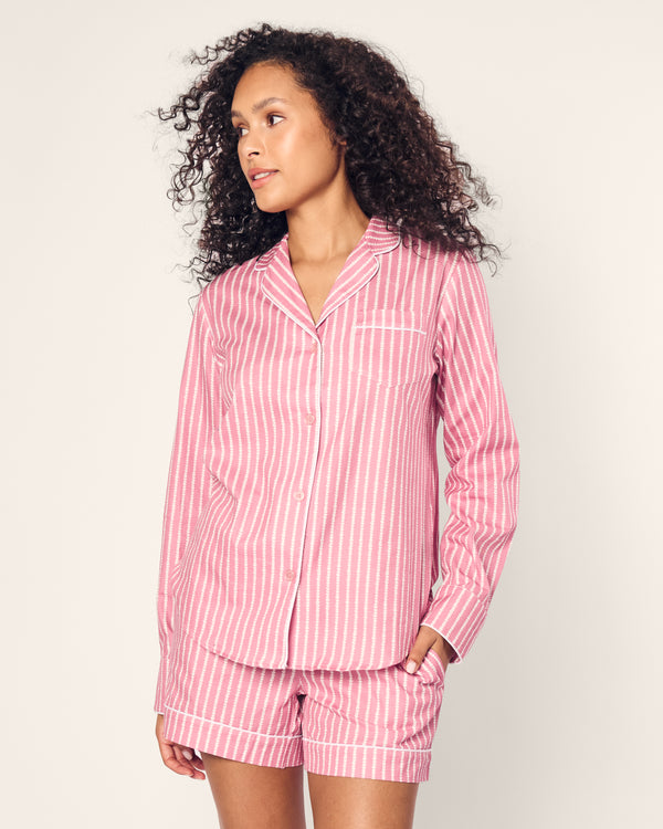 Women's Twill Long Sleeve Short Set in Love Lines